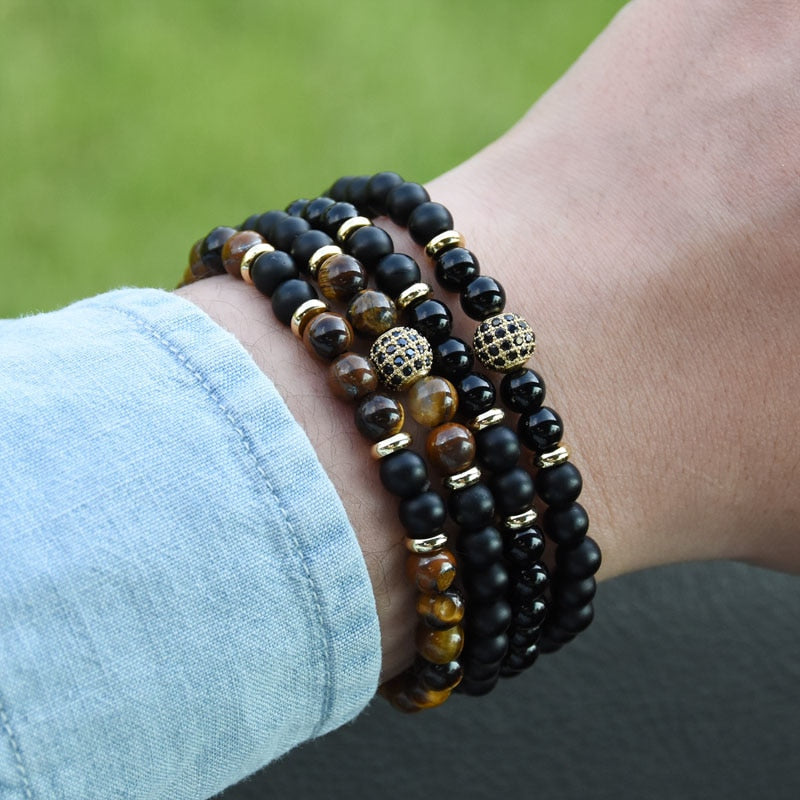 Black Jasper Disco Ball Bracelets - Courage and Inner Strength