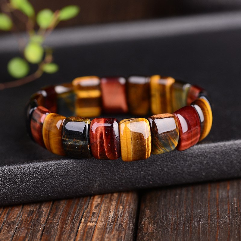 Triple Power Red, Yellow & Blue Tiger Eye Bracelet