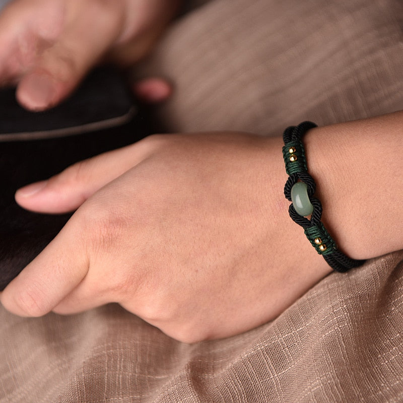 Lucky Jade Bead Braided Bracelet